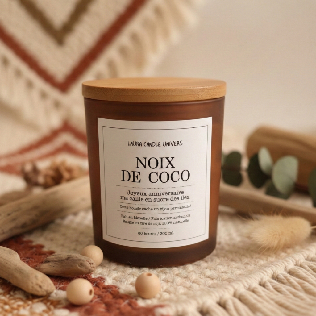 Bougie Artisanale 300ml : Cire de Soja Naturelle & Parfums de Grasse : Fait main en Moselle