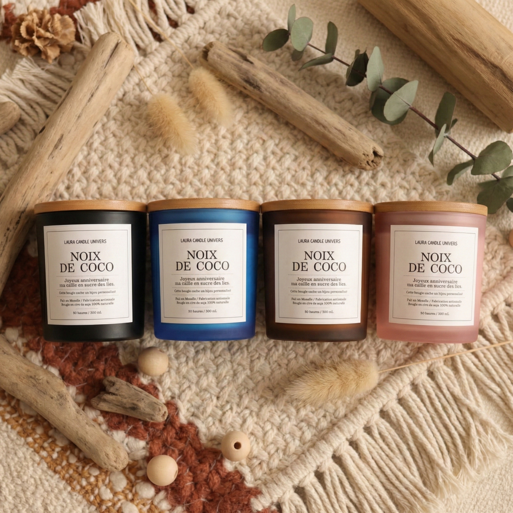 Bougie Artisanale 300ml : Cire de Soja Naturelle & Parfums de Grasse : Fait main en Moselle